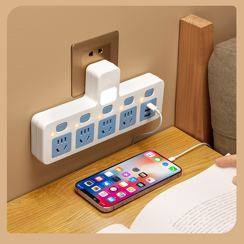 Multiprise avec prise USB et protection anti-choc pour bureau et maison, avec bout USB pour portable iPhone, android et pc
