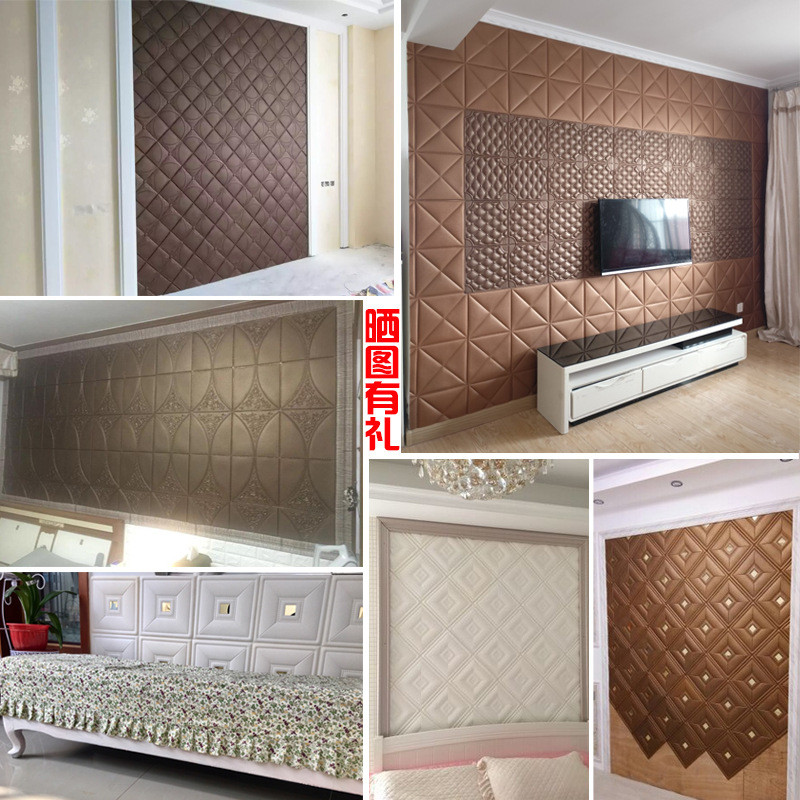 ComOne: Autocollant épais de chevet souple anticollision Kang sur round 3D autocollants muraux tridimensionnels pour chambre à coucher, salon, fond de télévision, décoration murale