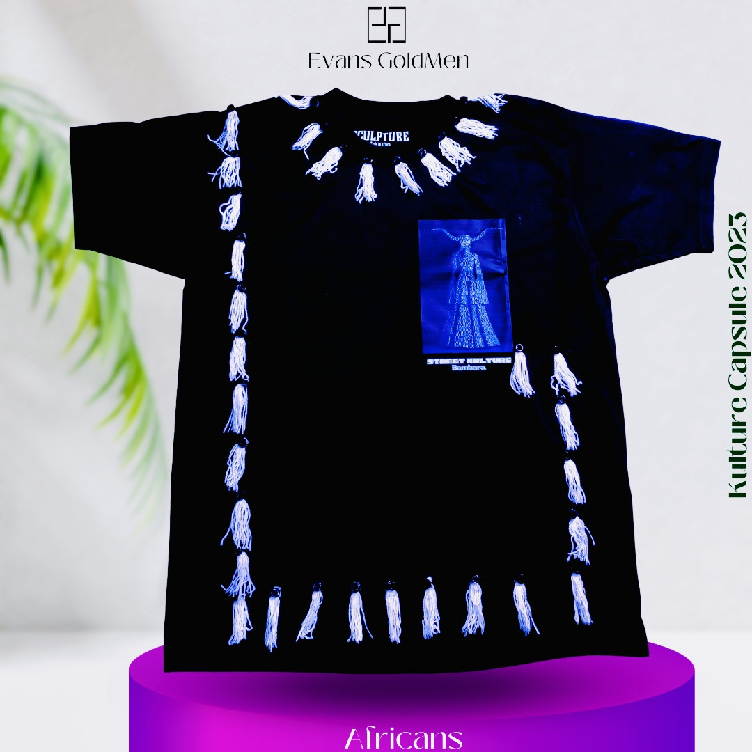 African imprimer de t-shirt issue de la collection «Kulture 2023 » de la marque Evans GoldMen