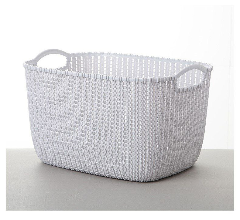 Panier de rangement de bureau en rotin imitation en plastique, de cuisine boîte de rangement de collation boîte de rangement de salle de bain