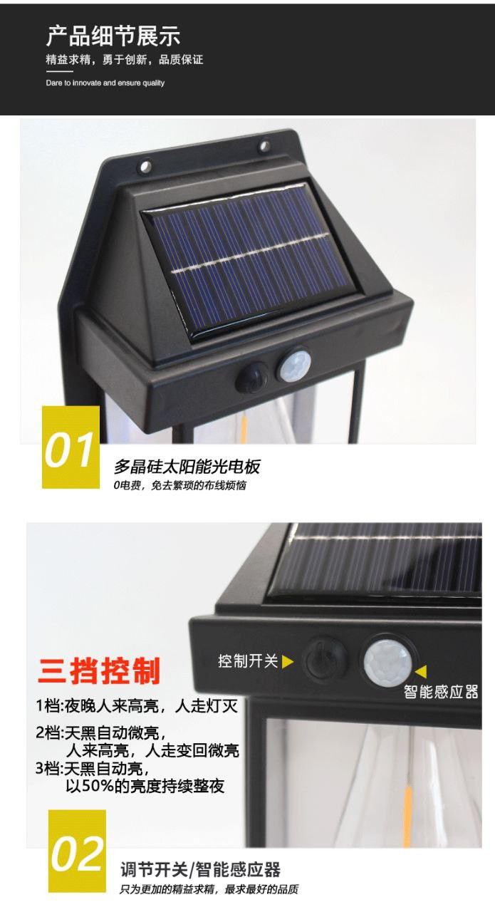 Quincaillerie ComOne: Ampoule solaire tungstène induction applique murale lampe de jardin jardin villa veilleuse éclairage