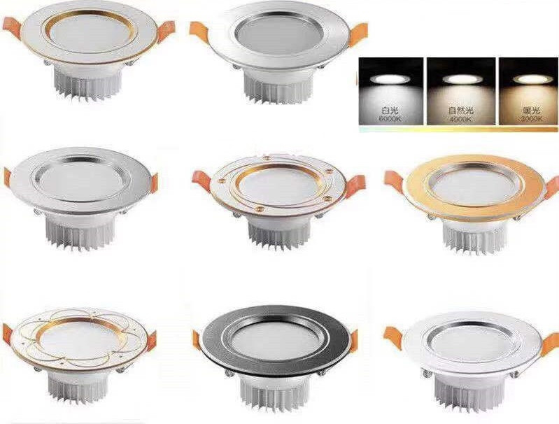 ComOne: Downlight LED spot trou lumière 3W pour plafonnier salon intégré lampe oeil de taureau a trois couleurs, lampe ultra-mince ouverture simple couleur blanc - Or de 3Watt