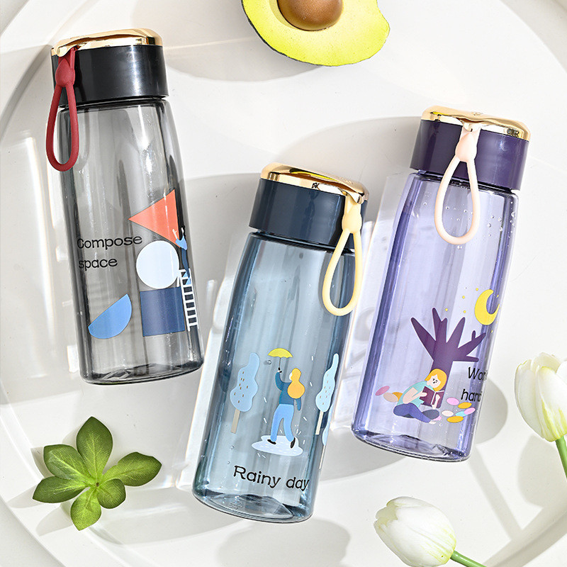 Aishang – gourde en plastique, bouteille portable pour étudiant, poignée résistante à la chaleur, simple, résistante aux chutes, filtre à thé, bidon d'eau transparente