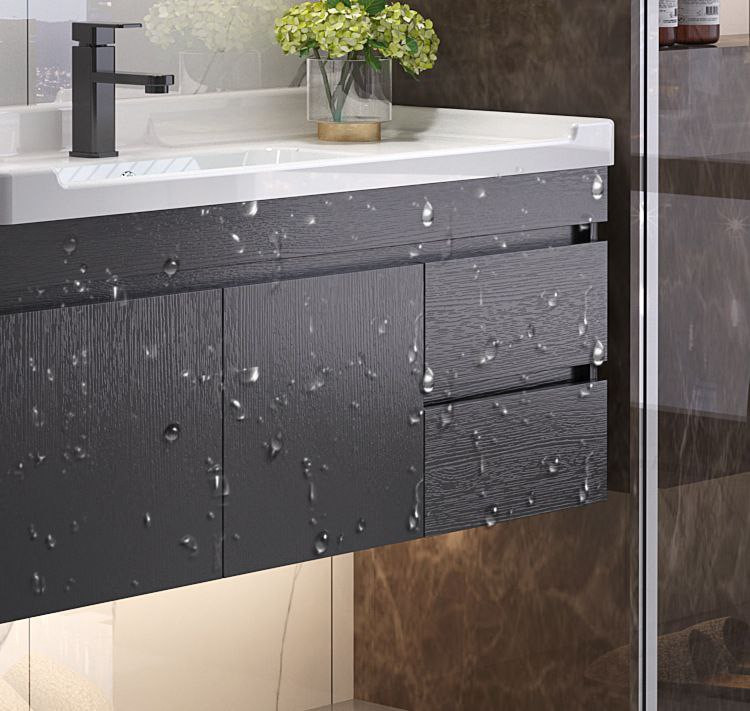 ComOne: Combinaison d'armoire de salle de bain intelligente, lavabo mural nordique, lumière de piscine, ardoise de luxe, salle de bain minimaliste moderne