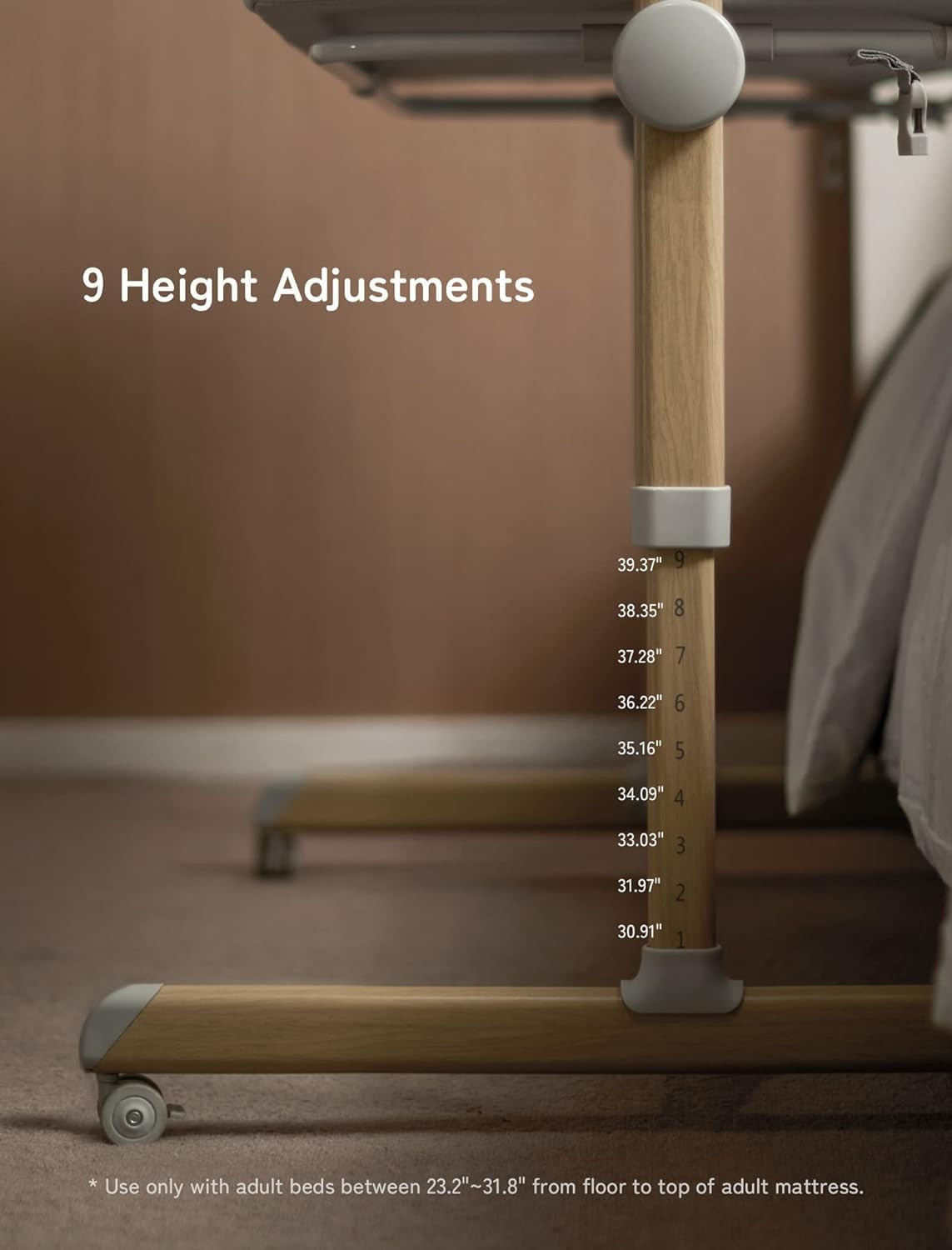 besrey Lit/Berceau Cododo avec Matelas, Bebe cododo d'Appoint pour Bébé, Hauteur Réglable, Inclinable, Compatible avec Différents Lits, Facile à Installer et à Transporter, 6 Mois-9 kg