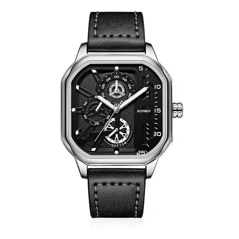 Montre pour hommes, montre à quartz carrée de fête pour étudiants de haute qualité, grand cadran tendance, modèle de sport étanche pour jeunes