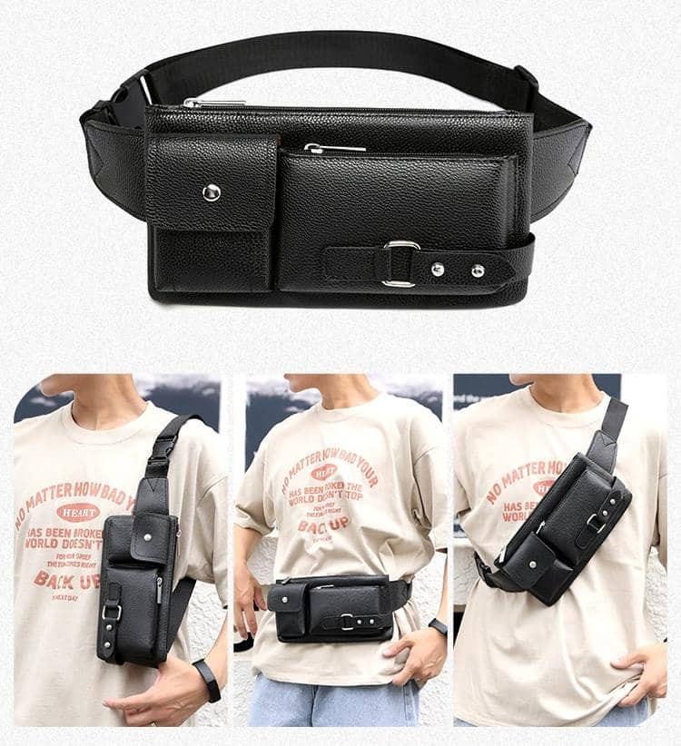 Nouveau Sac de taille pour hommes et femmes multifonctionnel pour  voyage en plein air sac à bandoulière en polyuréthane, de cyclisme d'affaires pour hommes porte-monnaie