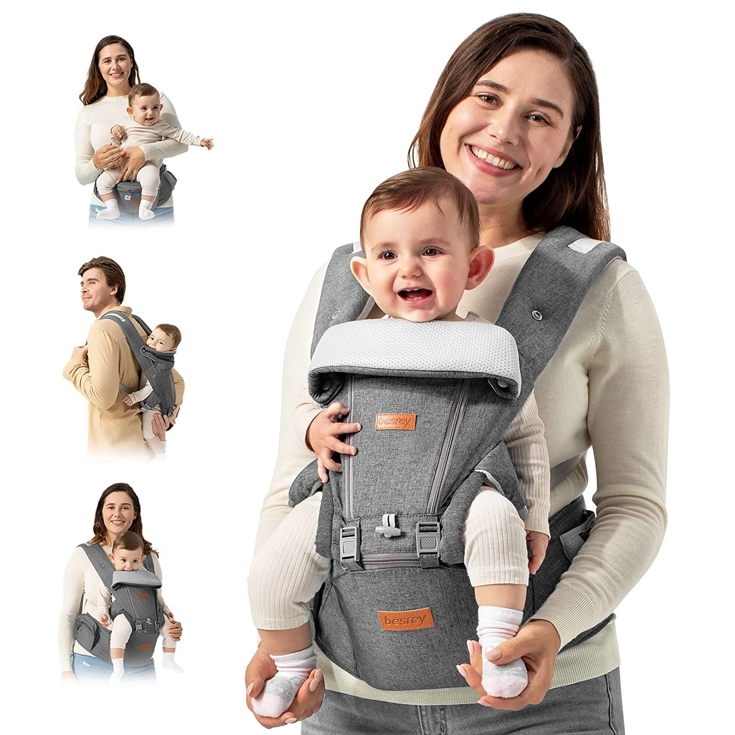 Porte-bébé besrey, porte-bébé pour la marche, porte-bébé pour hommes face à l'extérieur, porte-bébé kangourou, porte-bébé pour tout-petits, taille plus, disponible en 4 couleurs